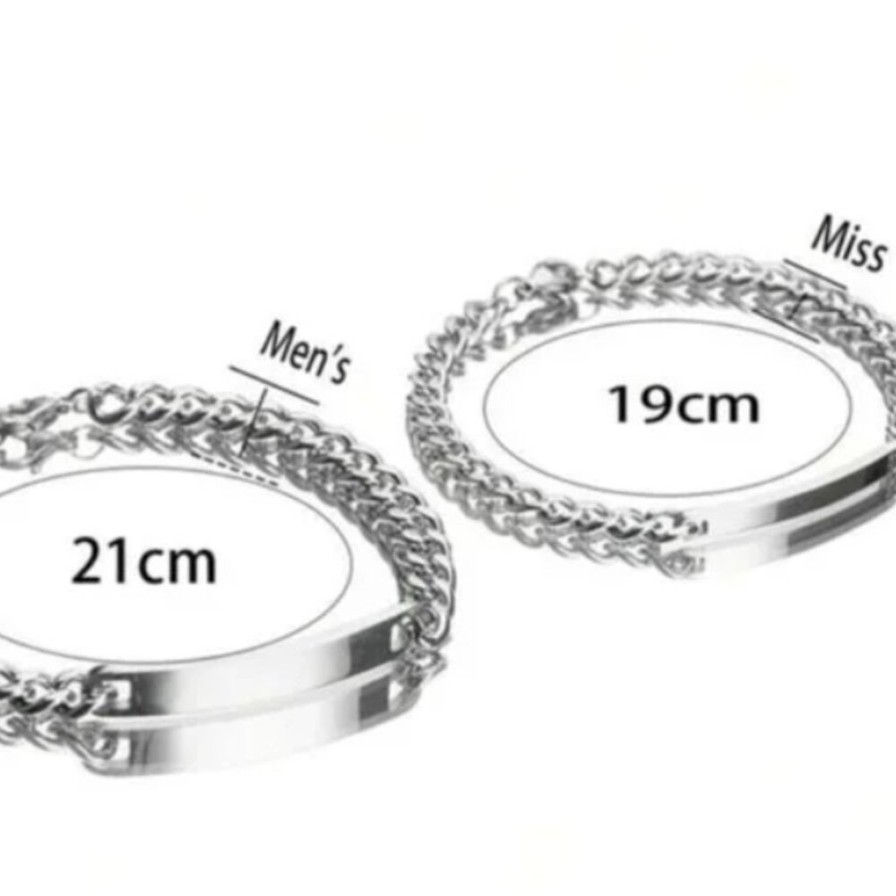 2 Set Titanium Steel Engraved "I Love You More/ I Love You Most Couple Bracelets - Picture 5 of 5